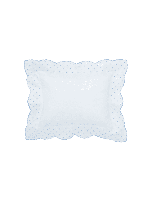 Blue Swiss Dot Boudoir Pillow from Biscuit