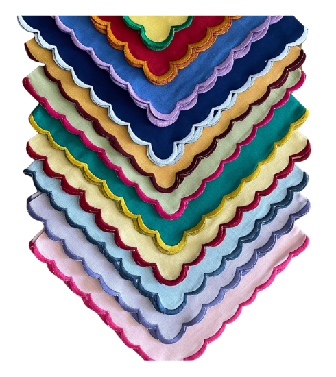 Colorful Scallop Linen Napkins via Etsy