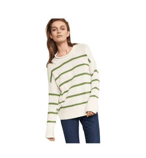 Marina Green & White Striped Sweater from La Ligne