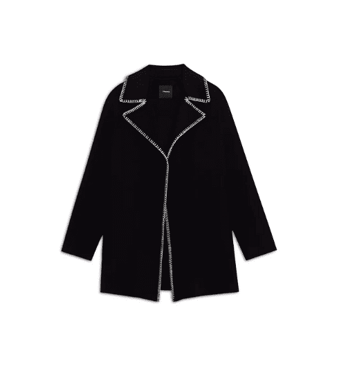 Black Blanket Stitch Coat from Theory