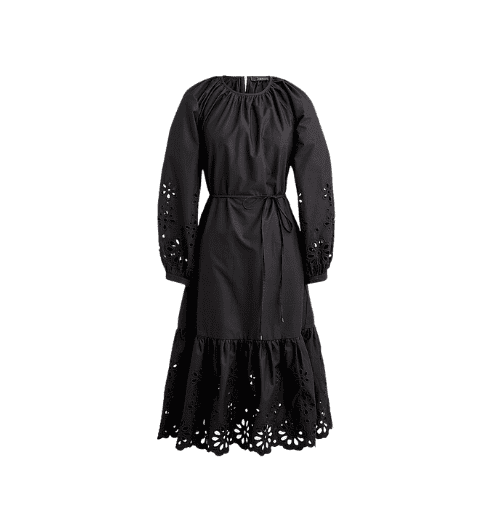 Black Eyelet Trim Dress from J.Crew