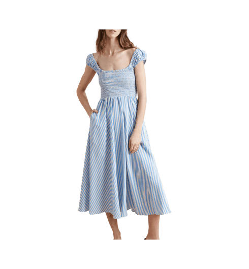 Vivian Dress in Blue Stripe from La Ligne