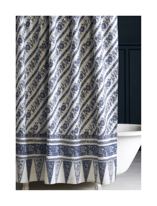 Blue Floral Shower Curtain by Mark D. Sikes for Anthropologie