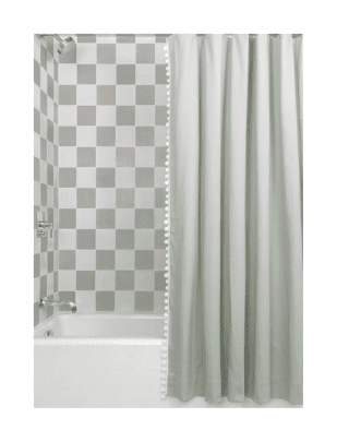 Solid Shower Curtain with Tassel Trim from Pepper Home