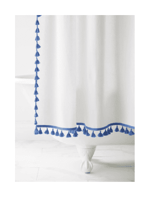 Blue Tassel Shower Curtain from Serena & Lily