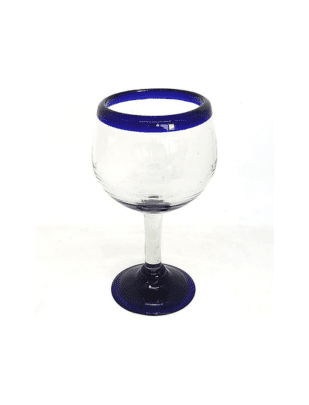Cobalt Blue Rim Wine Glasses via Amazon