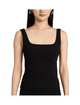 Black Square Neck Ribbed Tank from Vince