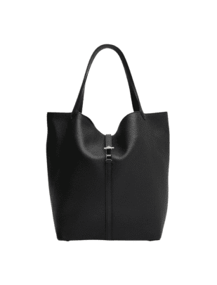 Black Leather Tote Bag from Savette