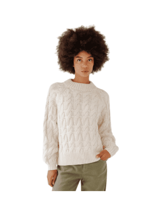 White Cableknit Sweater from Sister Katie