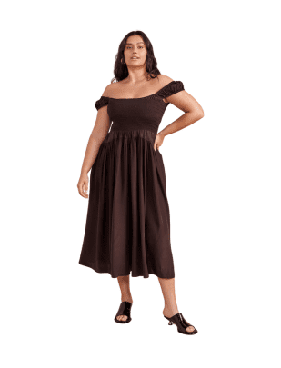 Silk Vivian Dress in Brown from La Ligne