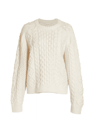 White Fisherman Cableknit Sweater from LouLou Studio