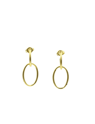 Double Oval Gold Earrings via Zwikker and Zacher